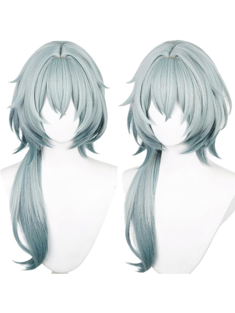 Women's Green Anaxagors 39 Inch Cosplay Platinum Blonde Wigs With Side Part Bang